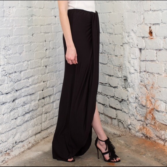 LAST ONE-LARGE!! Black Asymmetrical Maxi Skirt - Picture 4 of 4